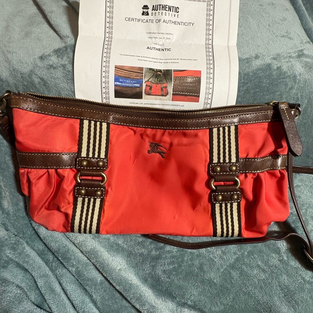 Burberry Red and Brown Bag with COA